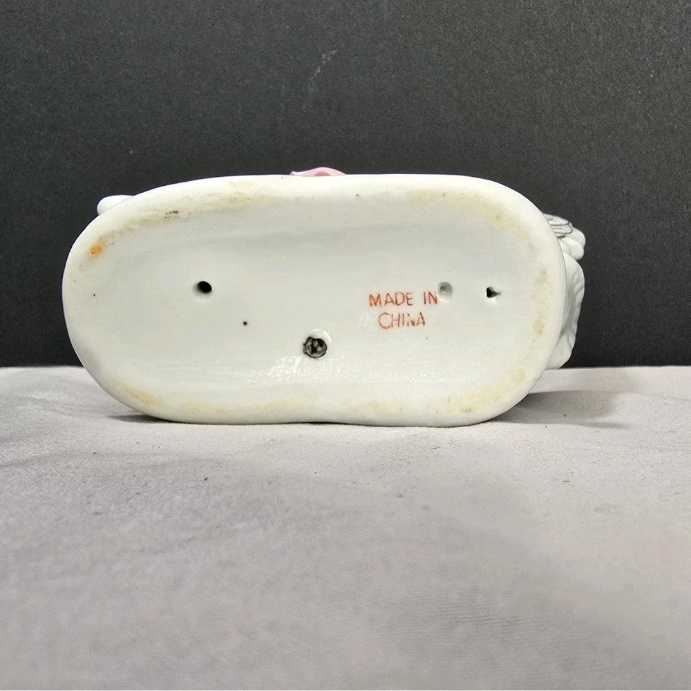 Porcelain Swan Figurine Vintage MCM Inspired Love Roses 4.5x3